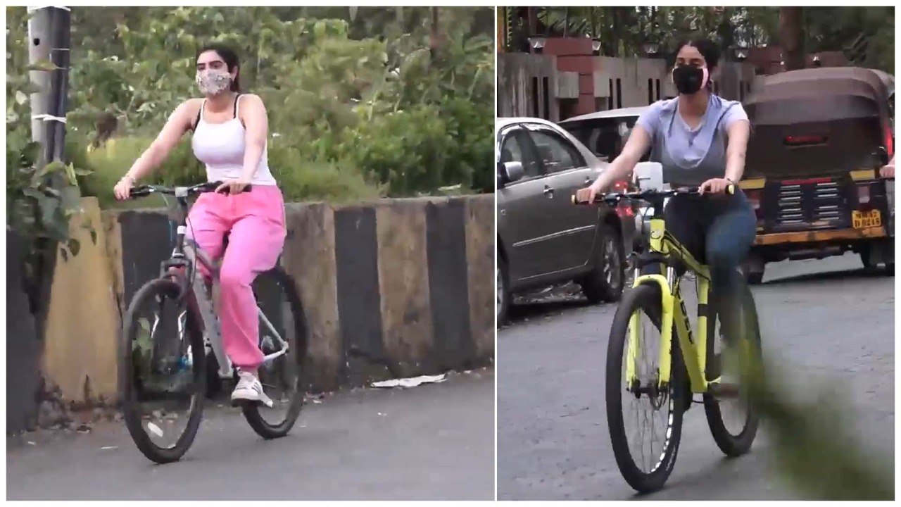 Janhvi & Khushi Kapoor Spotted Cycling In The City