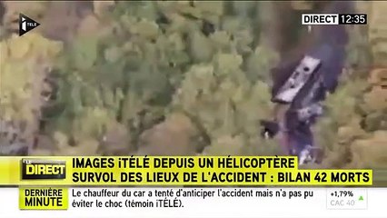 Puisseguin : les images de l'autocar calciné et du lieu de l'accident (I-TÉLÉ)