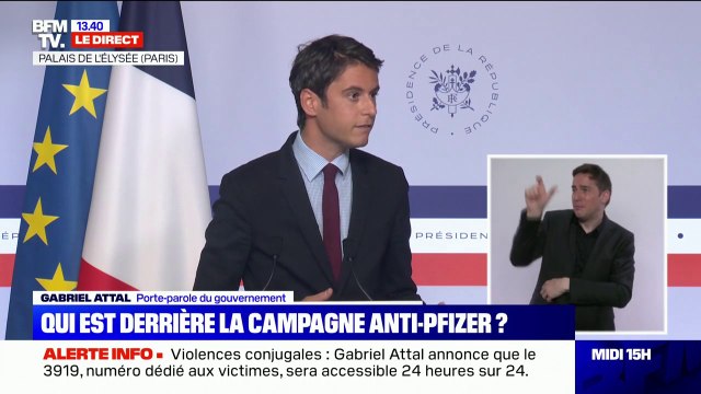 Campagne anti-Pfizer: Gabriel Attal qualifie une manœuvre grossière et salue la grande responsabilité des influenceurs qui l'ont dénoncée
