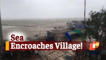 #CycloneYaas Landfall: Sea Water Gushes Into Village Along Talsari Coast In Balasore