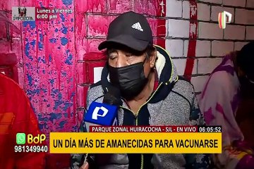 Por tercer día consecutivo se amanecen por vacunas en parque zonal Huiracocha