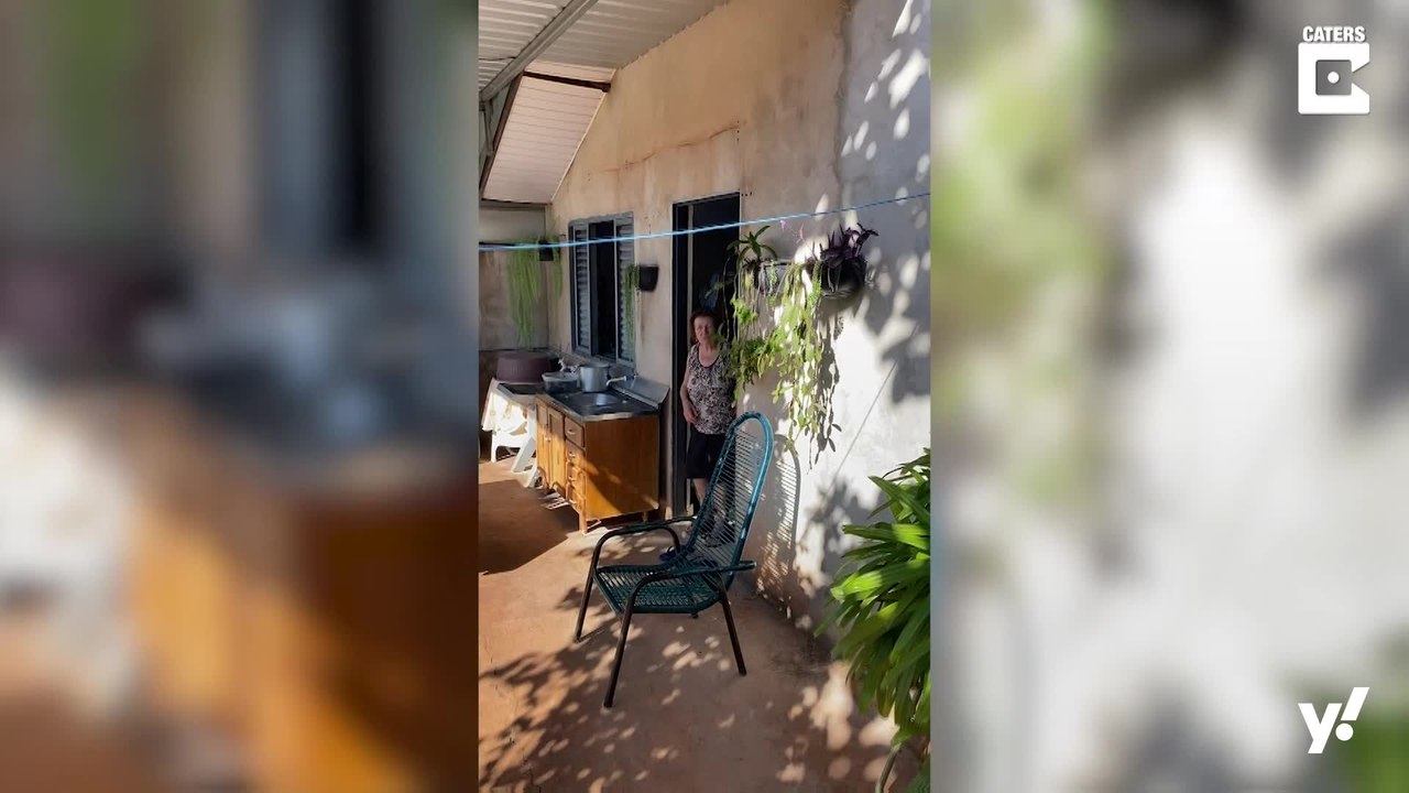 Berührende Wiedervereinigung von Oma und Enkel