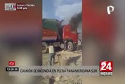 Ica: camión que iba a Arequipa se incendió en Panamericana Sur