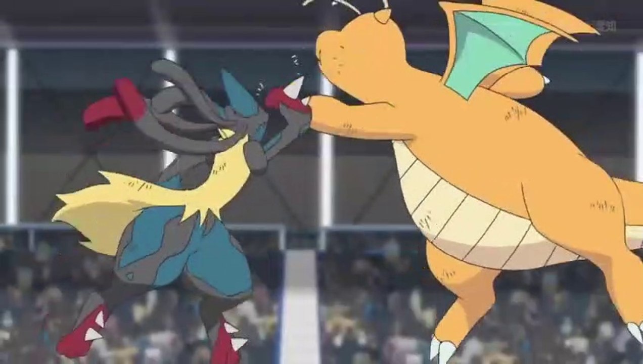 Ash ( Dragonite ) Vs Korrina ( Mega Lucario ) Ep 25 Pokemon AMV