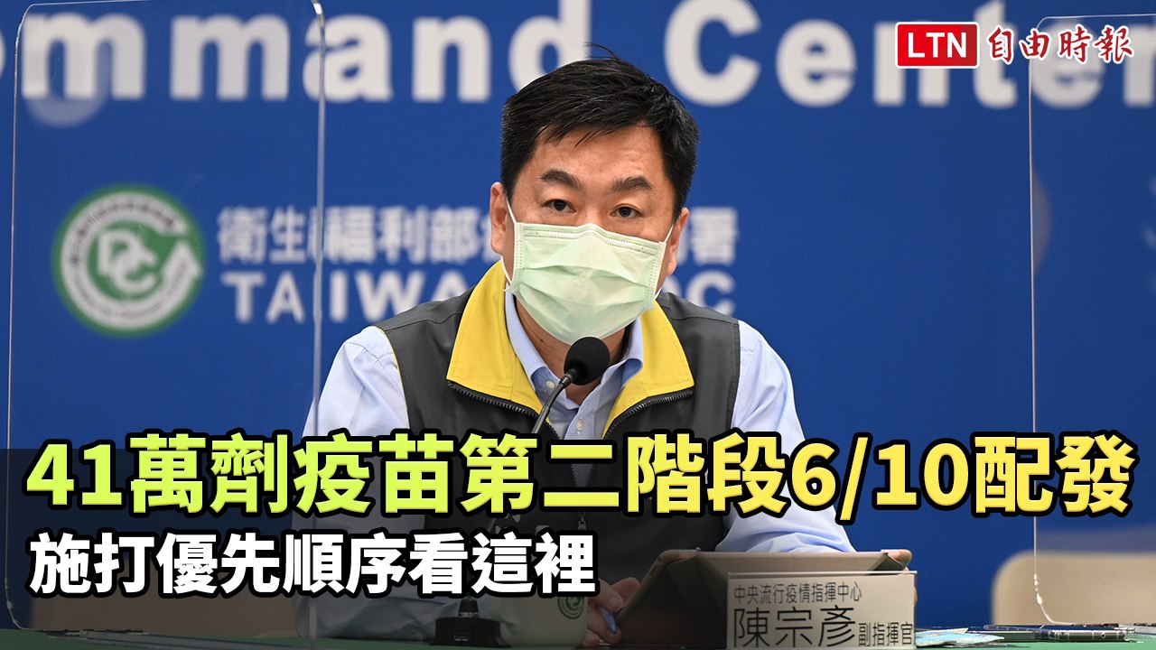 41萬劑AZ疫苗第二階段6/10配發 施打優先順序看這裡