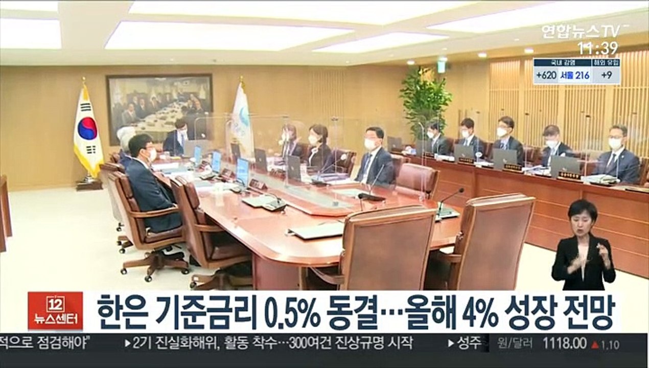 한은 기준금리 0.5% 동결…올해 4% 성장 전망