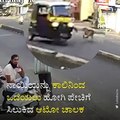 Driver Falls Off Of Rickshaw While Trying To Kick A Dog