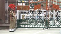 Gate opening during the flag down ceremony at Wagah border