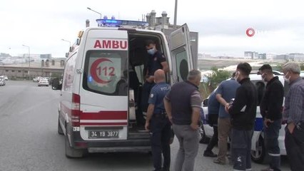 Hadımköy'de freni boşalan forklift minibüse çarptı