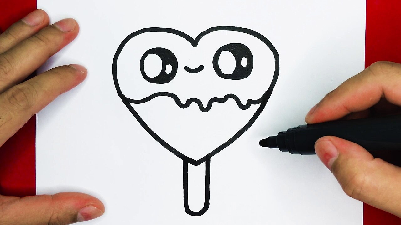 How To Draw Cute Ice Cream Pop, Love Heart Ice Cream, Draw Cute ...