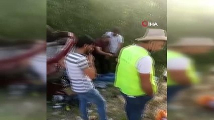 Şarampole yuvarlanan araçta can pazarı: 5 yaralı