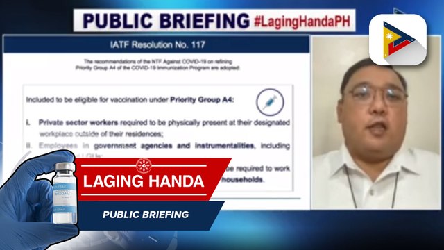 Mahahalagang anunsiyo mula sa IATF hatid ni PCOO Spokesperson Harry Roque; rekomendasyon na i-improve at gawing mas simple ang A4 priority group ng COVID-19 immunization program, aprubado na