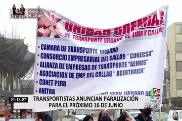 Transportistas anunciaron paralización para el próximo 16 de junio