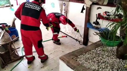 Fethiye'de itfaiyeden yılan yakalama operasyonu