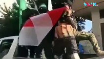 Pasukan Hamas Bawa Bendera Indonesia saat Pawai