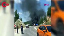 Burdur ambulans alev alev yandı
