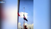 رفع علم الثورة السورية  في جامعة كرابوك