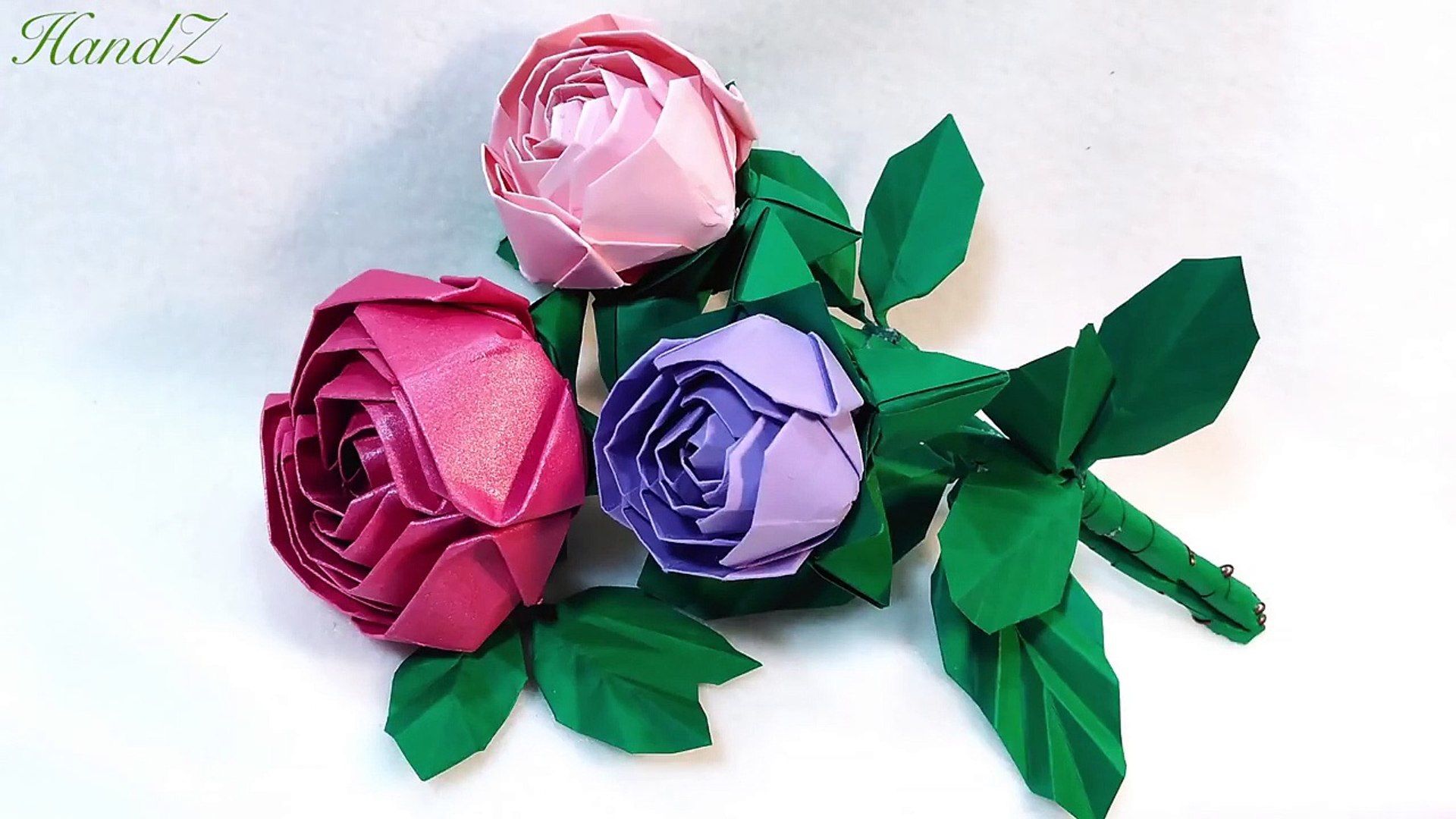Origami Rose (Modular). Easy And Quick Paper Rose! Ideas For Easter ,  Birthday Party Decoration. - video Dailymotion