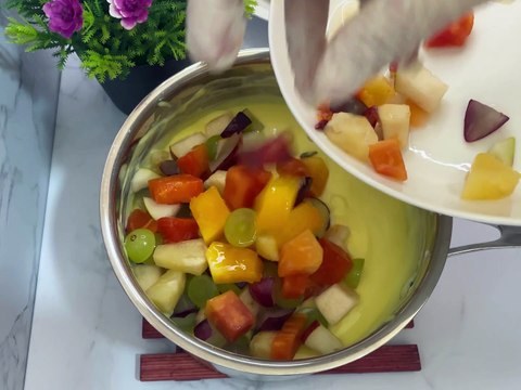 حلى سهل وسريع ولذيذ سلطة الفواكه بالكاسترد حلى يبرد على القلب