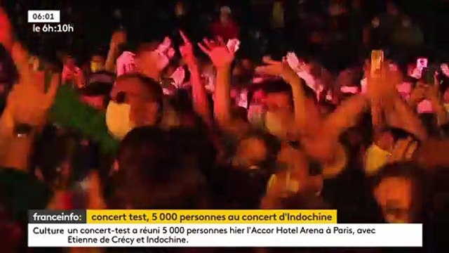 Coronavirus - Reportage au coeur du concert-test qui s'est tenu hier soir à Paris avec le groupe Indochine et 5.000 personnes dans l'arène de Bercy
