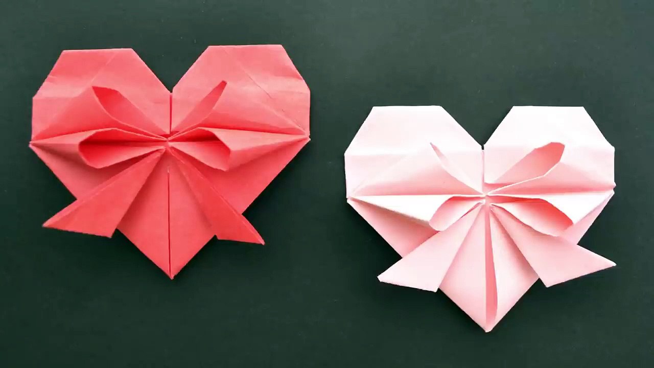 Cute Paper Heart With Bow | Easy Origami Tutorial Diy