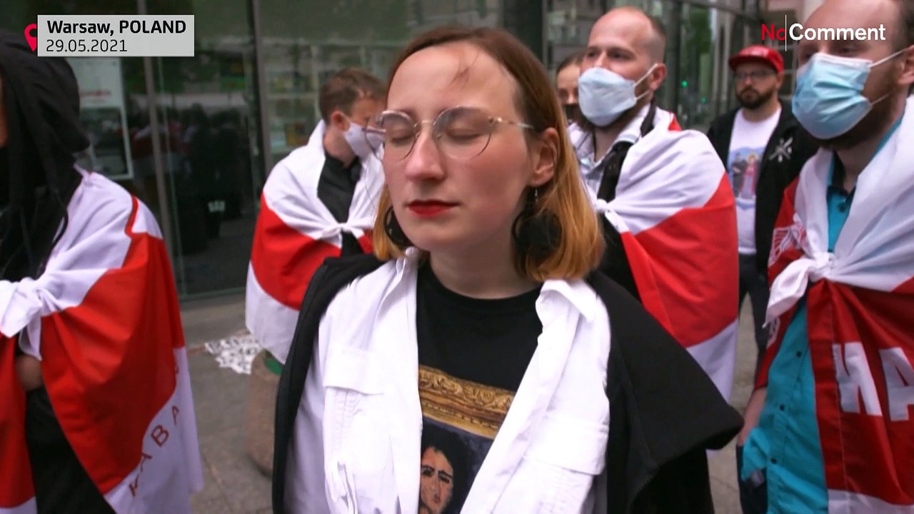 Tüntetés Varsóban Lukasenka ellen