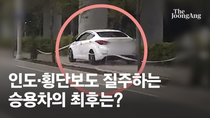 "도로 車보다 빨랐다" 정신없이 인도 질주 '아반떼 최후' [영상]