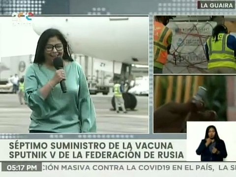 Vicepdta. Delcy Rodríguez recibió 500 mil nuevas vacunas de la Federación Rusa