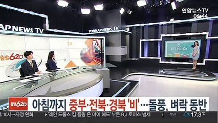 [날씨] 아침까지  중부·전북·경북 '비'…돌풍, 벼락 동반