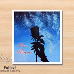 Giving rose painting with sky background_ painting of love _Pallavi Drawing Academy