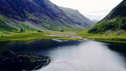 Aerial Drone Shot of Glen Coe's Loch Achtriochtan