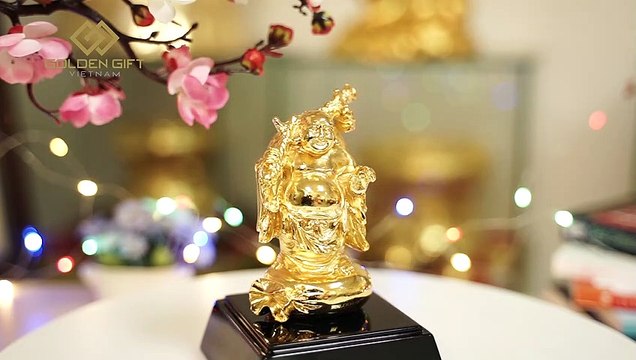 Tượng Phật Di Lặc đứng mạ vàng 24K - Golden Gift Việt Nam