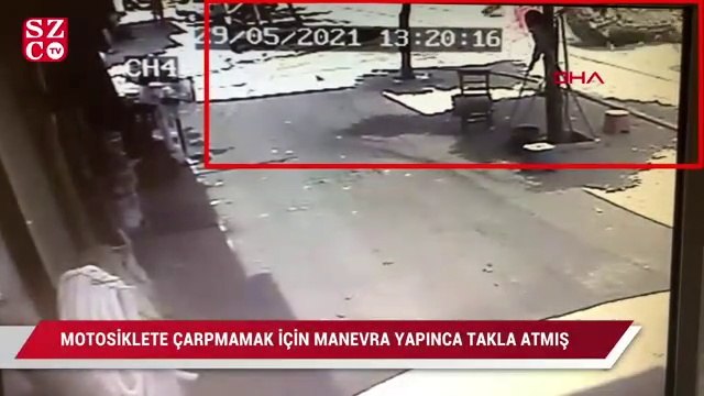 Oyuncu İlker Aksum, motosiklete çarpmamak için manevra yapınca takla atmış