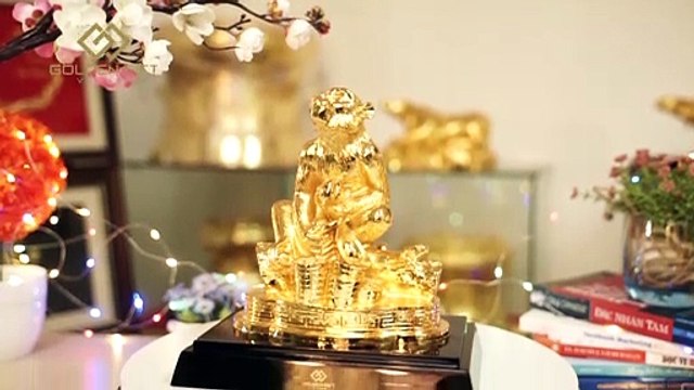 Tượng Khỉ Phong Thuỷ Mạ Vàng 24K Size Lớn - Golden Gift Việt Nam