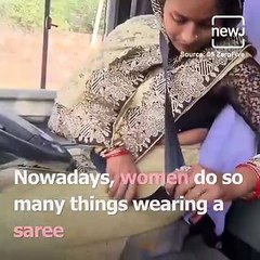 Video Of Woman Driving A Bus In A Saree Goes Viral