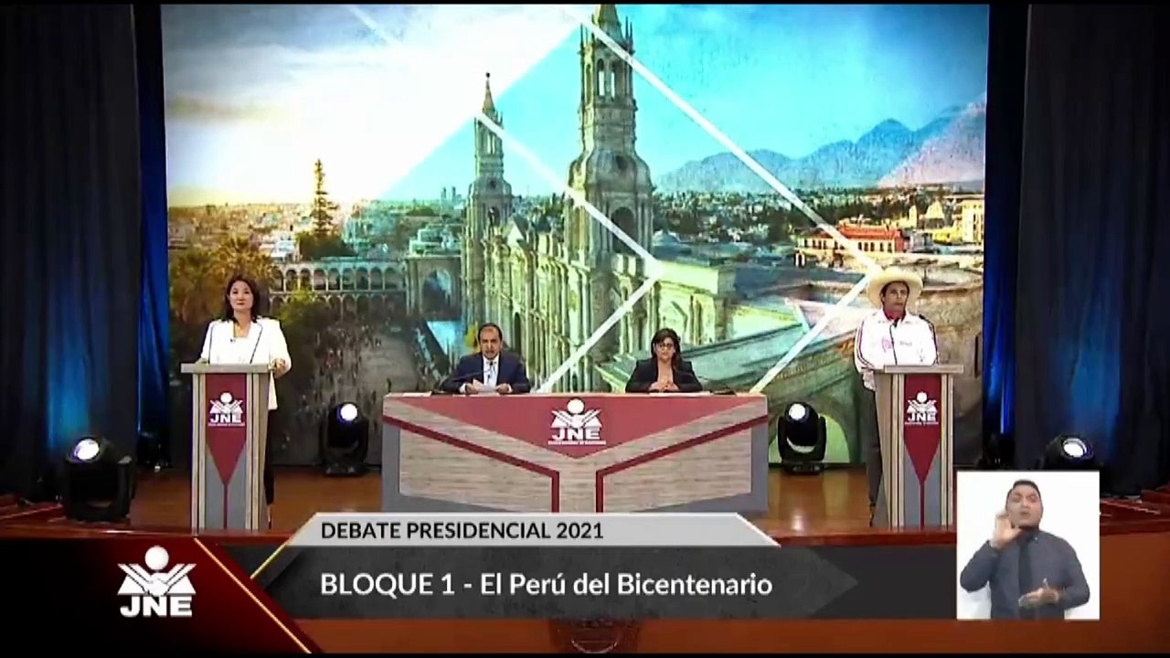 Debate en Perú: Keiko exhibe una piedra, Castillo acusa a fujimorismo de corrupción