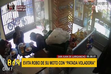 Hombre evita que ladrón robe su moto con una “patada voladora”