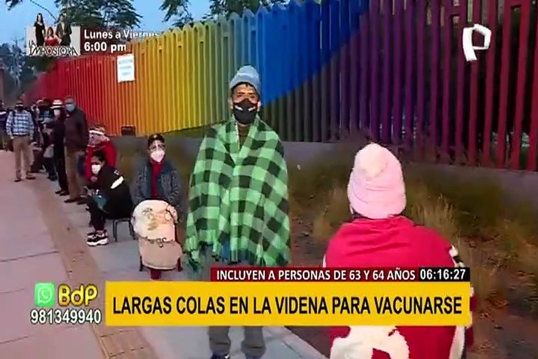 HOY inicia vacunación para adultos de 63 y 64 años: se registran largas colas en la Videna