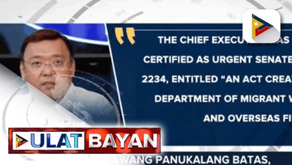 Dalawang panukalang batas, sinertipikahang urgent ni PRRD