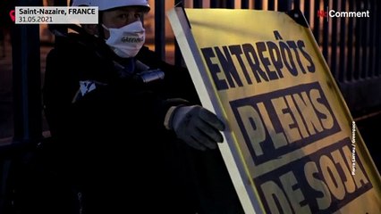 شاهد: عشرات النشطاء من"غرينبيس" يغلقون مخزنا للصويا غرب فرنسا