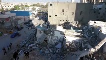 Palestinian youths practise parkour on rubble of Gaza's al-Jalaa tower