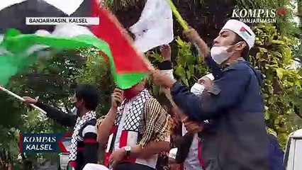 Aksi Bela Palestina di Banjarmasin Berlanjut, Massa Long March Keliling Kota