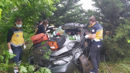 KIRKLARELİ - Lüleburgaz'da otomobil şarampole devrildi: 6 yaralı