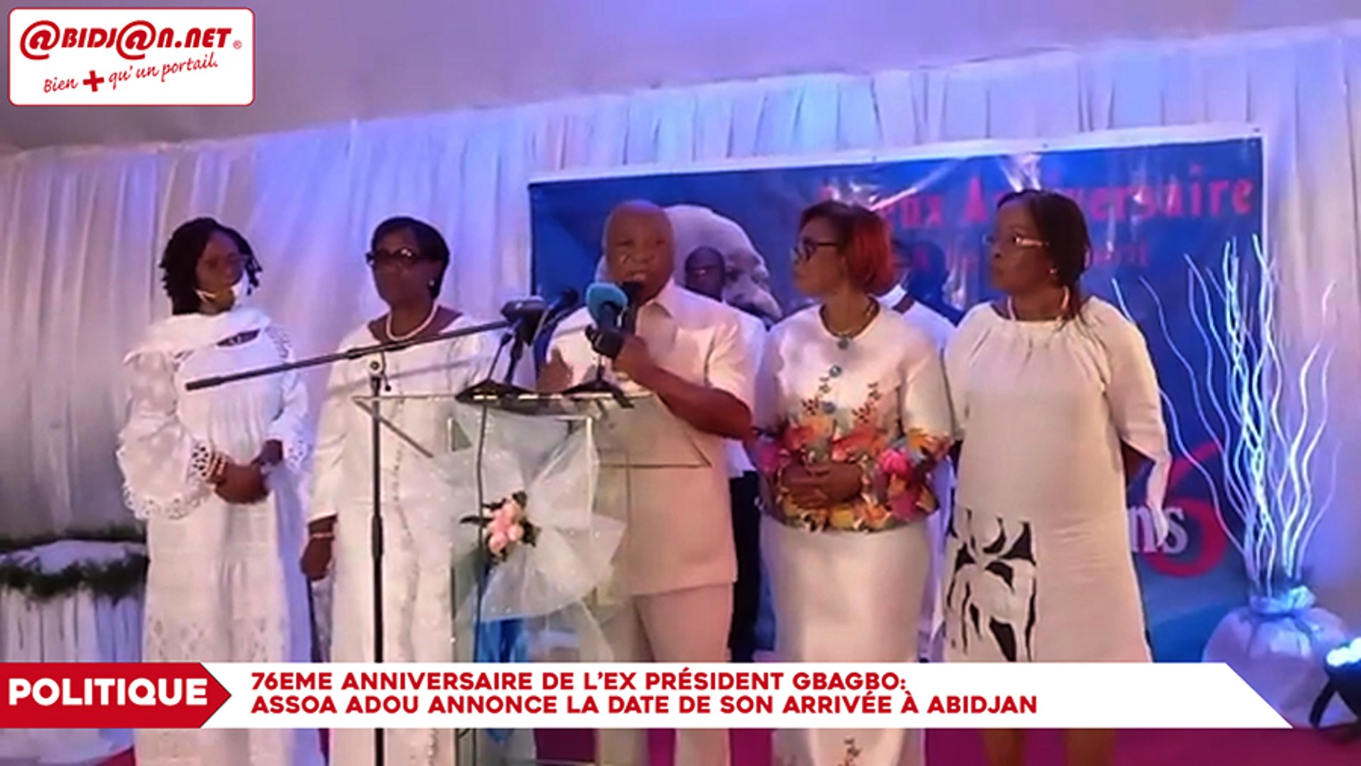 76eme Anniversaire De L Ex President Gbagbo Assoa Adou Annonce La Date De Son Arrivee A Abidjan Video Dailymotion