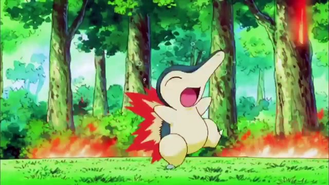 Pokemon - Ash's Cyndaquil evolves into Quilava !