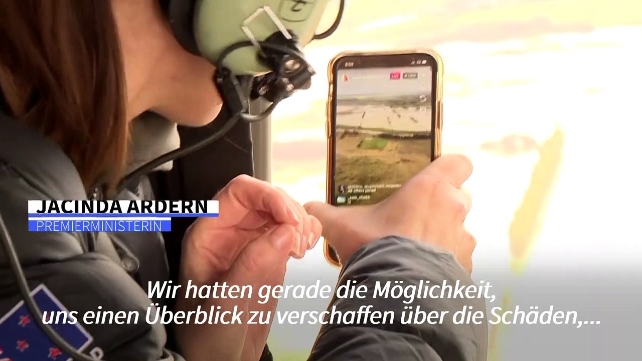 Ardern überfliegt Hochwasser-Gebiete in Neuseeland
