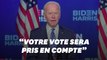 Joe Biden appelle les Américains à se rassembler et être patients, mais sans proclamer sa victoire