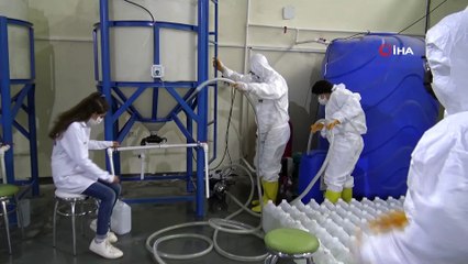 Fabrika gibi okul...Lise öğrencileri dezenfektan üretiyor