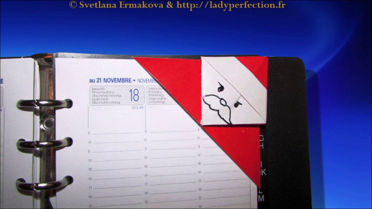 Origami :  Marque-page  Père Noël