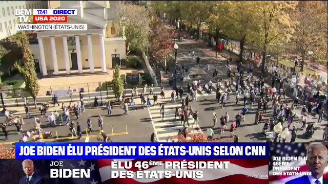 Au QG de Joe Biden, nouveau président des Etats-Unis selon les médias américains, les Démocrates exultent